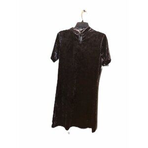 A.B.S Collection Dress Women's‎ Sz 8 Charcoal Velvet Short Sleeve Dress Keyhole